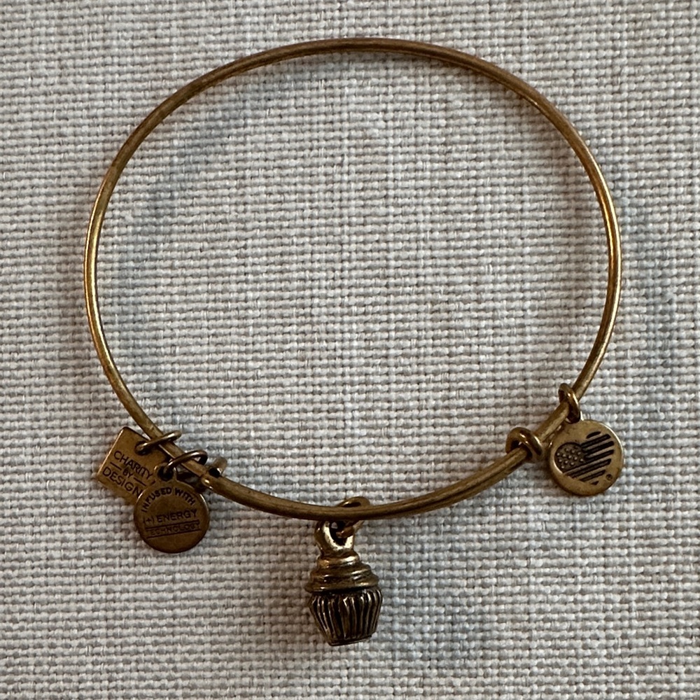 Alex & Ani Gold cupcake Charm Bangle Bracelet